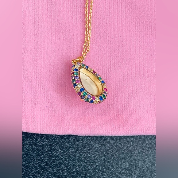 New Kate Spade brilliant statements pavé halo pendant necklace multicolored - Picture 7 of 8